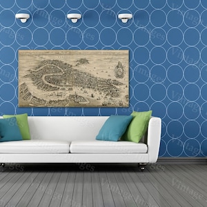 Old Venice Map, Antique 1641 Venice map Restoration  Style Old Map of Venice wall Map up to 43"x90" Antique map Home Decor housewarming gift