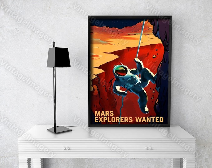 Explorers Wanted 2016 NASA/JPL Recruitment Poster Space Travel Space Art Great Gift idea for Kids Room, Office, man cave Wall Art Home Decor