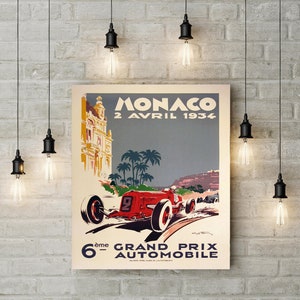 1934 Monaco Grand Prix Poster, Race Fan Gift, Fine Art Print, Formula 1 racing poster print, Wall Decor image 3