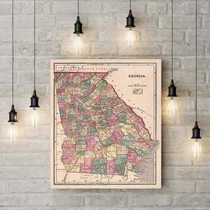 1842 Georgia Mapa Arte Impresión Mapa del estado de Georgia Regalo de viaje Idea Mapa Arte Mapa de Georgia Oficina Decoración Atlanta Mapa rústico Regalo de inauguración de la casa