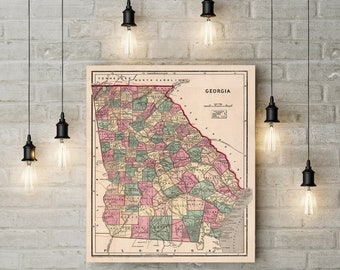 1842 Georgia Map Art Print State Map of Georgia Travel Gift Idea Map Art Map of Georgia Office Decor Atlanta Rustic map Housewarming Gift
