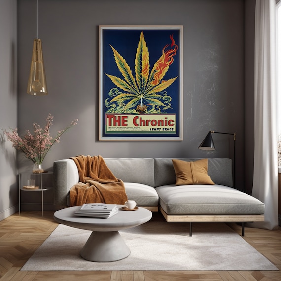 Vintage 1950s Marijuana Poster – Lenny Bruce Cannabis Quote Print – Retro Weed Wall Art for Stoners, Dispensary, or Smoke Lounge