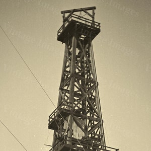 old historic oil well drill drilling rig derrick oil gusher field sepia tone photo wall Photo steampunk Old Photograph Home decor poster image 4