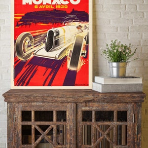 1930 Vintage Monaco Grand Prix Poster, Race Fan Gift, Fine Art Print, Formula 1 racing poster print, Garage Car mechanic Wall Decor Idea