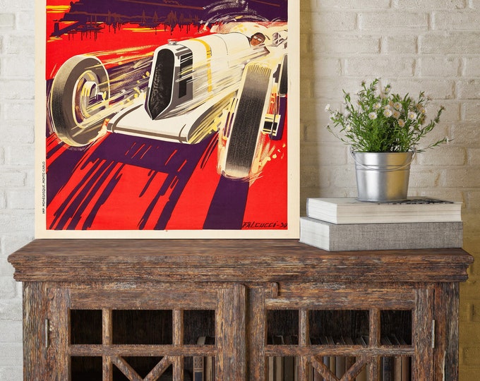 1930 Vintage Monaco Grand Prix Poster, Race Fan Gift, Fine Art Print, Formula 1 racing poster print, Garage Car mechanic Wall Decor Idea