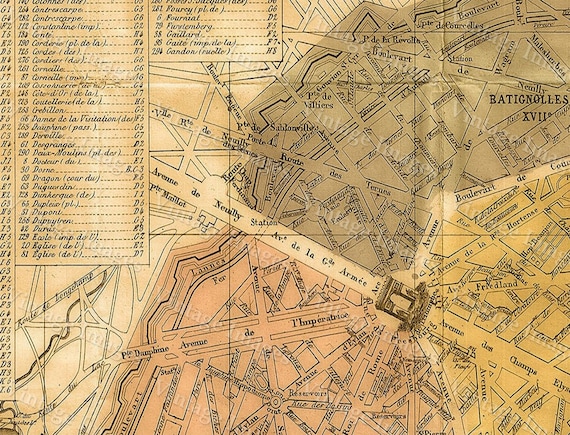 2011パリ市内地図（フレーム付） パリの歴史地図 フランス 1864年 ガルニエ ヴィンテージマップ パリ