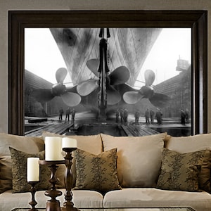 Titanic Photo industrial wall art Steampunk Photo RMS old Titanic Propeller Poster Black & White Ship Steamship Vintage Titanic art print image 7