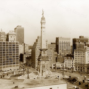 Old Indianapolis Skyline Print, Indianapolis  photo, Monument Circle, Indiana art print, Indianapolis City Scene, Indianapolis art Photo