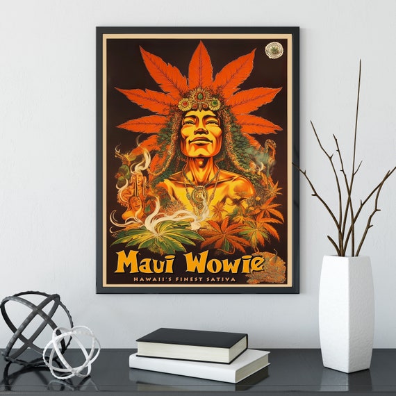 Maui Wowie Poster Vintage 1970's Marijuana Poster Retro Bohemian