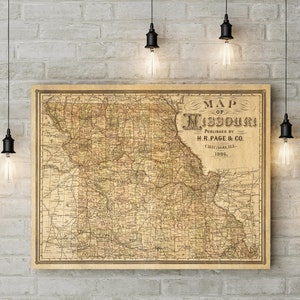 Missouri Map Poster Rustic Vintage Style Travel Map   Map decor Missouri Wall Map Vintage Map Missouri Home Decor Gift