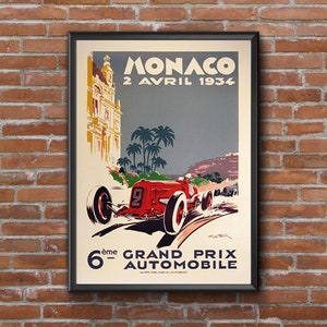 1934 Monaco Grand Prix Poster, Race Fan Gift, Fine Art Print, Formula 1 racing poster print, Wall Decor image 8