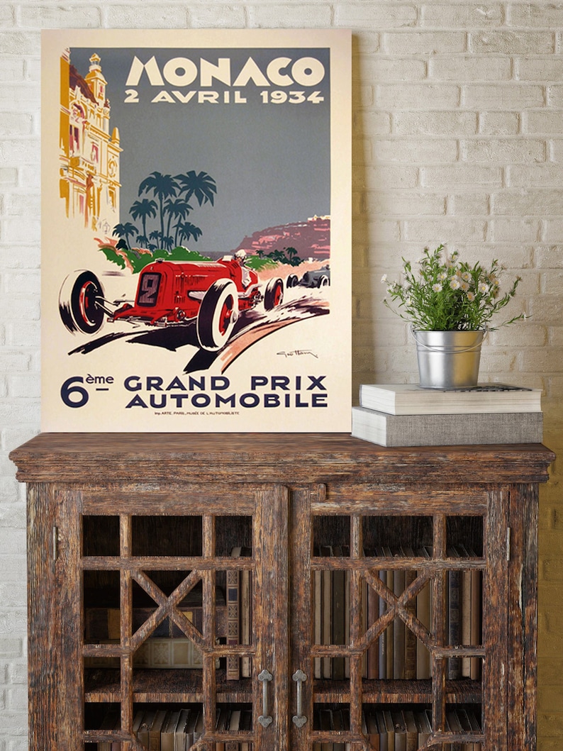 1934 Monaco Grand Prix Poster, Race Fan Gift, Fine Art Print, Formula 1 racing poster print, Wall Decor image 1