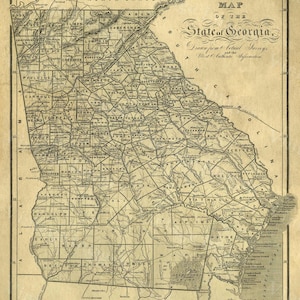 Georgia map Antique map of Georgia Antique Restoration decorator Style Map of Georgia Large Old Georgia Wall Map Home Decor Office wall art