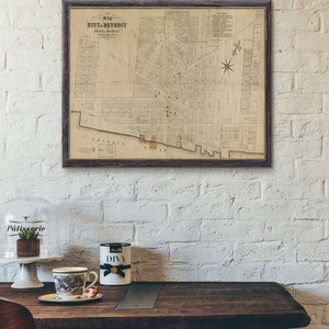 1835 Detroit map Print Map of Detroit Michigan Poster Detroit City map Motor City Map Detroit Wall Art Office Housewarming gift
