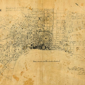 Mapa de Nashville, póster vintage, arte de pared, 1860, obra de arte detallada de la ciudad, impresión de estilo antiguo antiguo, decoración del hogar, impresiones de Tennessee, regalo