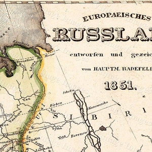 VINTAGE Historic Old Map of Russia 1851 antique Old World Restoration Style Map Fine Art Print wall map poster in 6 sizes up to 43&quot; x 50&quot;