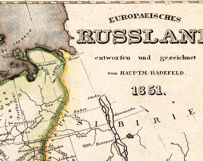 VINTAGE Historic Old Map of Russia 1851 antique Old World Restoration Style Map Fine Art Print wall map poster in 6 sizes up to 43" x 50"