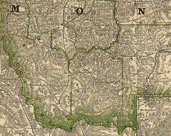 MONTANA ART Map of Montana 1881 Antique Restoration decor Style Montana Wall map Vintage Montana state map wall art home office decor
