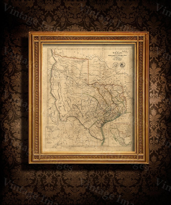 Old Texas wall Map 1841 Historical Texas map Antique Decorator Style wall Map of Texas state Map Vintage Texas Map Fine Art rustic Map gift