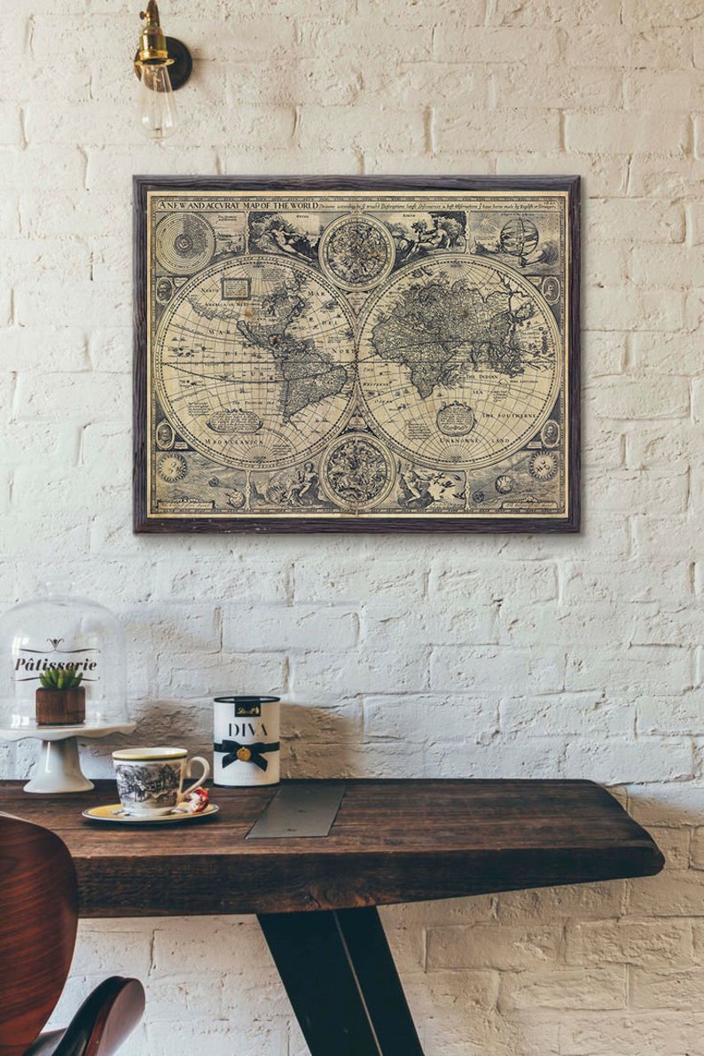 Huge Historic 1626 Old World Map Antique Restoration decor Style Fine Art poster Print Wall Decor image 6