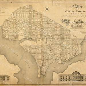 Washington DC Map Antique   Style Map of District of Columbia Map of Washington DC Large Wall Beltway Map of The Capitol