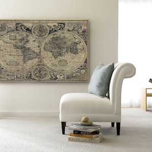vintage Old World Map Carte historique 1626 antique carte du monde Restauration carte du monde décor carte Fine Art poster Print Wall Decor housewarming gift
