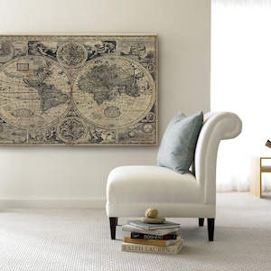 Vintage Old World Map Historic map 1626 antique world map Restoration world map decor map Fine Art poster Print Wall Decor housewarming gift