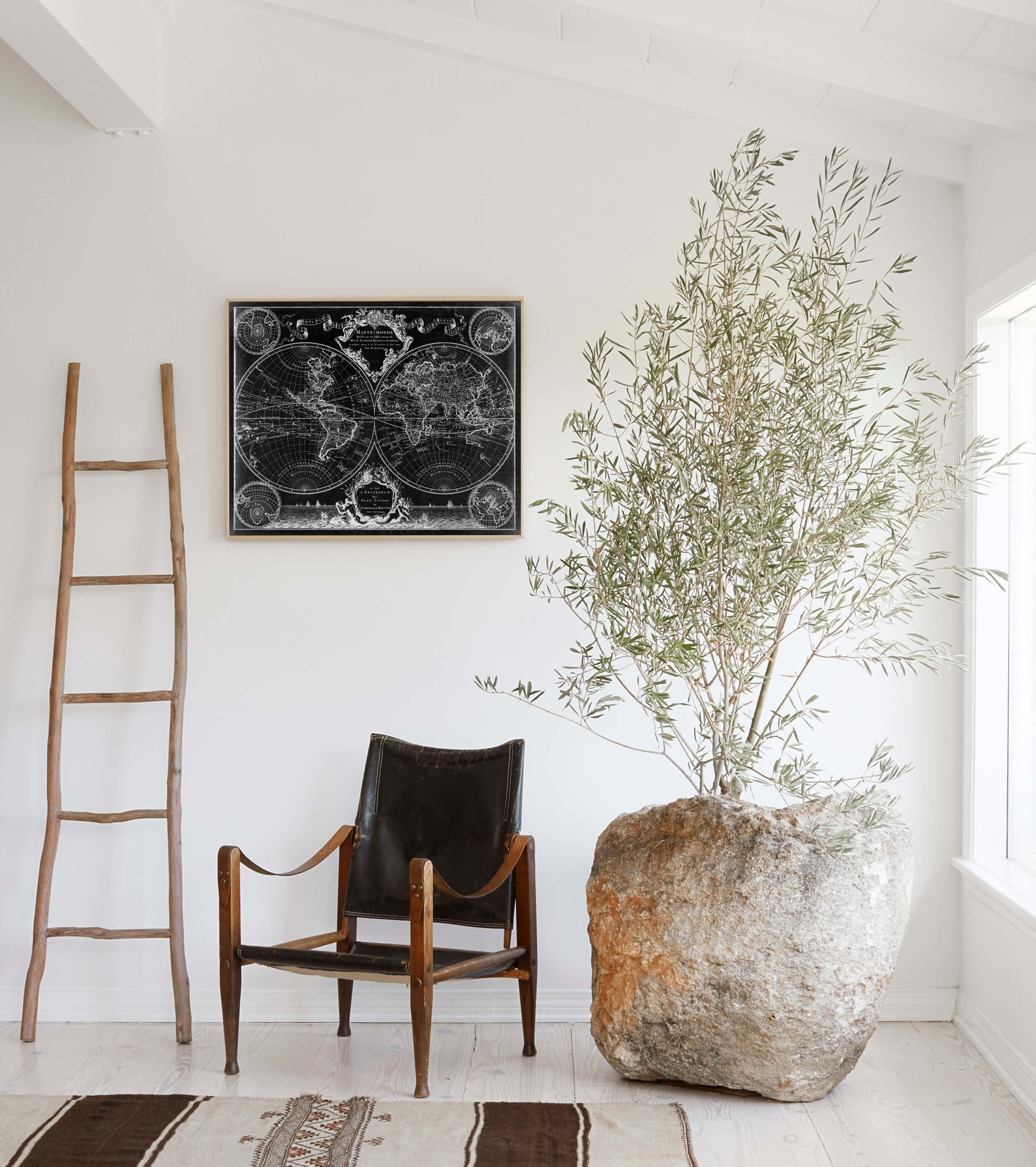 1720 Old World Map,black Map Wall Art, Historic Map Antique Style Map