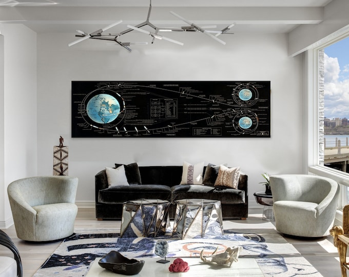 Apollo 11 Flight Path Print: Vintage NASA Lunar Mission Poster