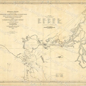 Carte de la baie de San Francisco 1850 vintage California Nautical Chart Carte murale Carte de style restauration carte de décor côtier carte Grande carte