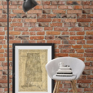 Alabama map Antique map of Alabama Antique Restoration Decorator Style Map of Alabama Large Old Alabama Wall Map Home Decor Office art Print