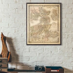 Karte von Boston 1886 Boston Karte Vintage Boston Map Boston Poster Old Style Boston Maps Wandkarte Dekor neues Zuhause Einweihungsparty Geschenk Kunst