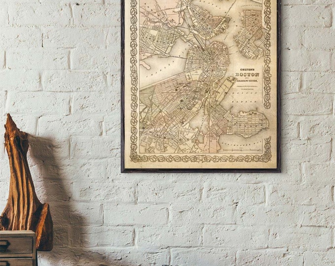 Map of Boston 1886 Boston Map Vintage Boston Map Boston Poster Old Style Boston maps Wall Map decor new home housewarming gift map art