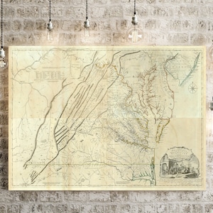 1776 Vintage Karte von Virginia - Maryland frühe Kolonialkarte von Virginia Neuenglandkoloniekarte Küstenamerikadekor-Geschichtsbüffelledergeschenkidee
