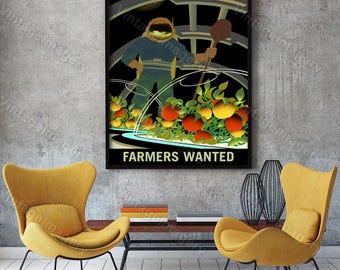 Farmers Wanted on Mars 2016 NASA/JPL Space Travel Farming Poster Space Art Great Gift idea for Farmers Office, man cave, Wall Art Home Decor