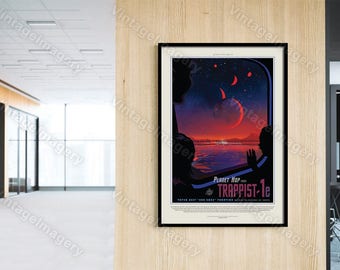 TRAPPIST-1 ExoPlanet 2016 NASA/JPL Space Art Space Travel Poster  Great Gift idea for Kids Room, Office, man cave, Wall Art Home Decor