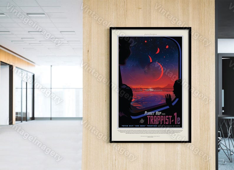 TRAPPIST-1 ExoPlanet 2016 NASA/JPL Space Art Space Travel Poster Great Gift idea for Kids Room, Office, man cave, Wall Art Home Decor image 1