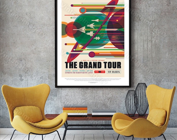 NASA The Grand Tour Poster ExoPlanet 2016 NASA/JPL Space Travel Poster Space Art Gift idea Kids Room Office,  Wall Art Home Decor