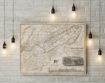1833 Georgia Mining Map Print: Antique State Map Art
