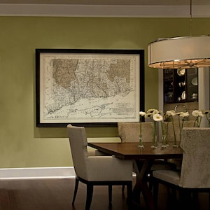 Konnact Stadtplan 1796 Historische Karte von Konnecticut Restoration Decorator Style Karte
