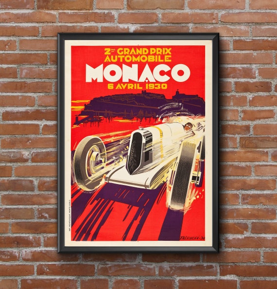 2nd Grand Prix Automobile Monaco, 6 April, 1930. Reproduction vintage poster 2nd Grand Prix Automobile Monaco, 6 April, 1930. Reproduction vintage poster