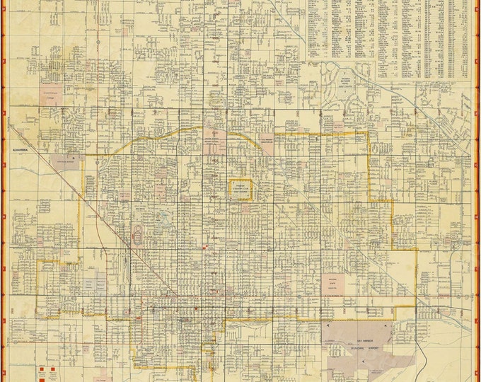 Old Phoenix Map Vintage Phoenix Arizona map print Antique   Style Map of Phoenix Arizona Wall Map Arizona Map Home decor