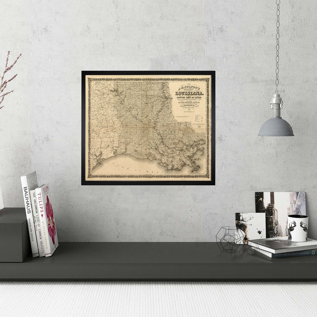Vintage Louisiana Map Old Louisiana Map Historic Map Antique ...