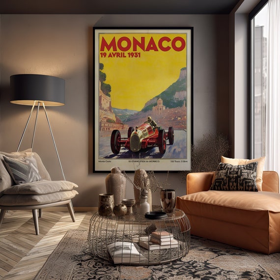 Vintage Monaco 1931 F1 Racing Poster – Grand Prix Wall Art, Executive Office Decor, Race Car Gift Idea