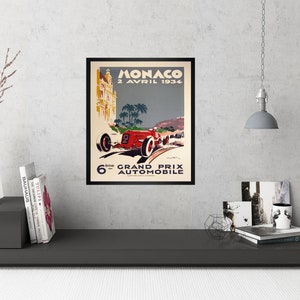 1934 Monaco Grand Prix Poster, Race Fan Gift, Fine Art Print, Formula 1 racing poster print, Wall Decor image 5
