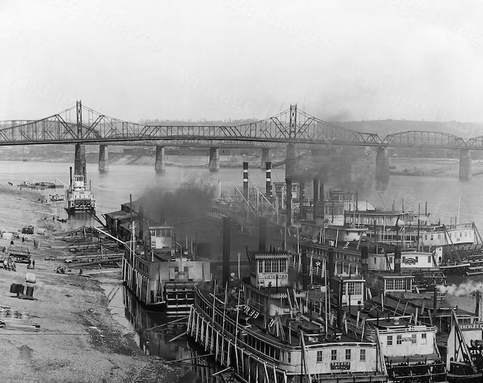 Cincinnati Steamboat Photo Print, Ohio River photo, Ohio Steamboats, Paddle Boat Print, Vintage Paddle Wheel Photo, Riverboat Poster decor