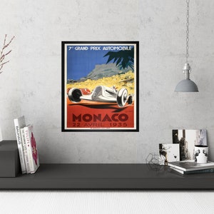 Vintage race car poster 1935 Monaco Grand Prix Poster, Race Fan Gift, Fine Art Print, Formula 1 racing poster print, Wall Decor Gift for him image 3