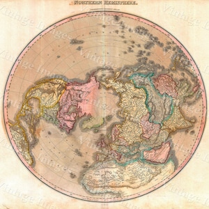 carte de l’Arctique vintage 1818, carte de l’hémisphère nord, carte du pôle Nord, carte murale de style arctique antique ancienne, carte des beaux-arts Imprimer la pendaison de crémaillaire en alaska