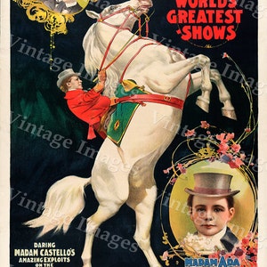 Vintage Circus Poster 1899 Ringling Bros Circus greatest show on earth  Carnival Poster Child&#39;s Game Room Fine Art Print home wall decor