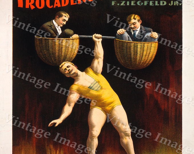 Vintage Strongman Poster 1894 Sandow Theater Act Poster Workout room art  30 X 42 Fine Art Print Fitness Home Wall Decor Exercise room